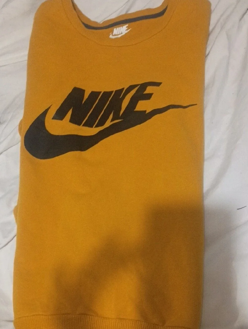 Nike Kids Mustard Yellow Sweatshirt with Black Logo